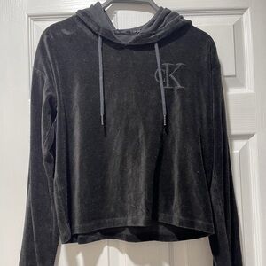 Calvin Klein velour hooded sweatshirt